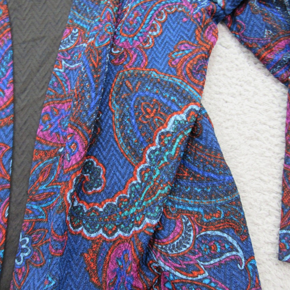 Susan‎ Graver Womens Open Front Duster Cardigan Blue Paisley Pattern  Med - Picture 2 of 7